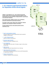 Thumbnail of document Data Sheet - IsoPAQ-11L / 12L 1 & 2 Channel Loop Powered Isolators
